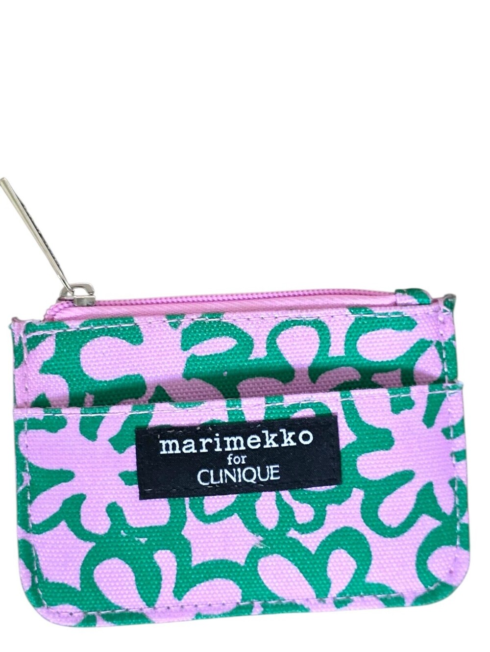 Marimekko for Clinique Floral Zip Coin Purse Card Holder Pink Green Pouch